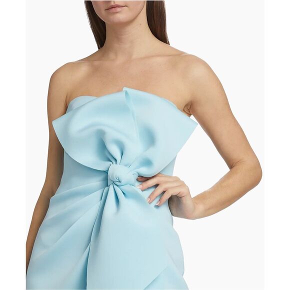 Badgley Mischka Womens Strapless Bow Embellished Midi Dress Azure Size 4 - Picture 2 of 10